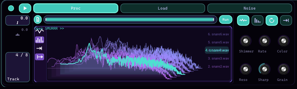 Batch spectral processing with stacked curves for multiple source files